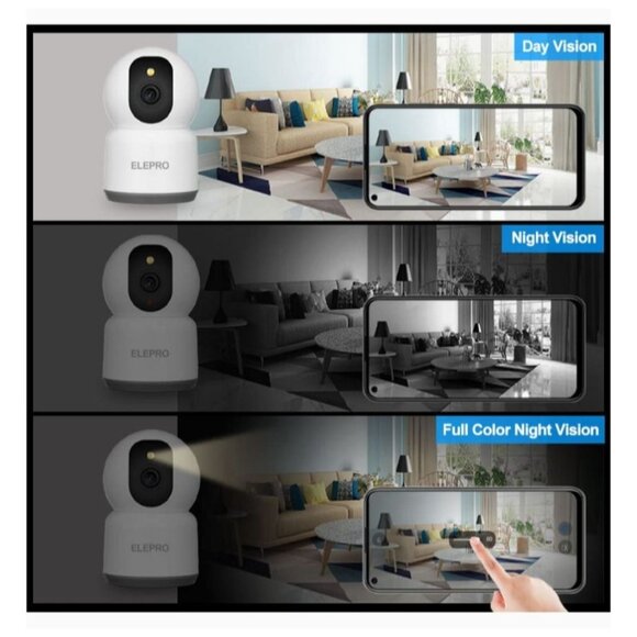 WiFi Surveillance Camera, Indoor Camera Color Night Vision 2.5K 5MP/5G - Picture 7 of 11